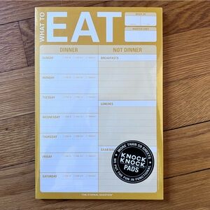 Knock Knock What to Eat Planning Pad in Yellow and Black with Magnet on Back